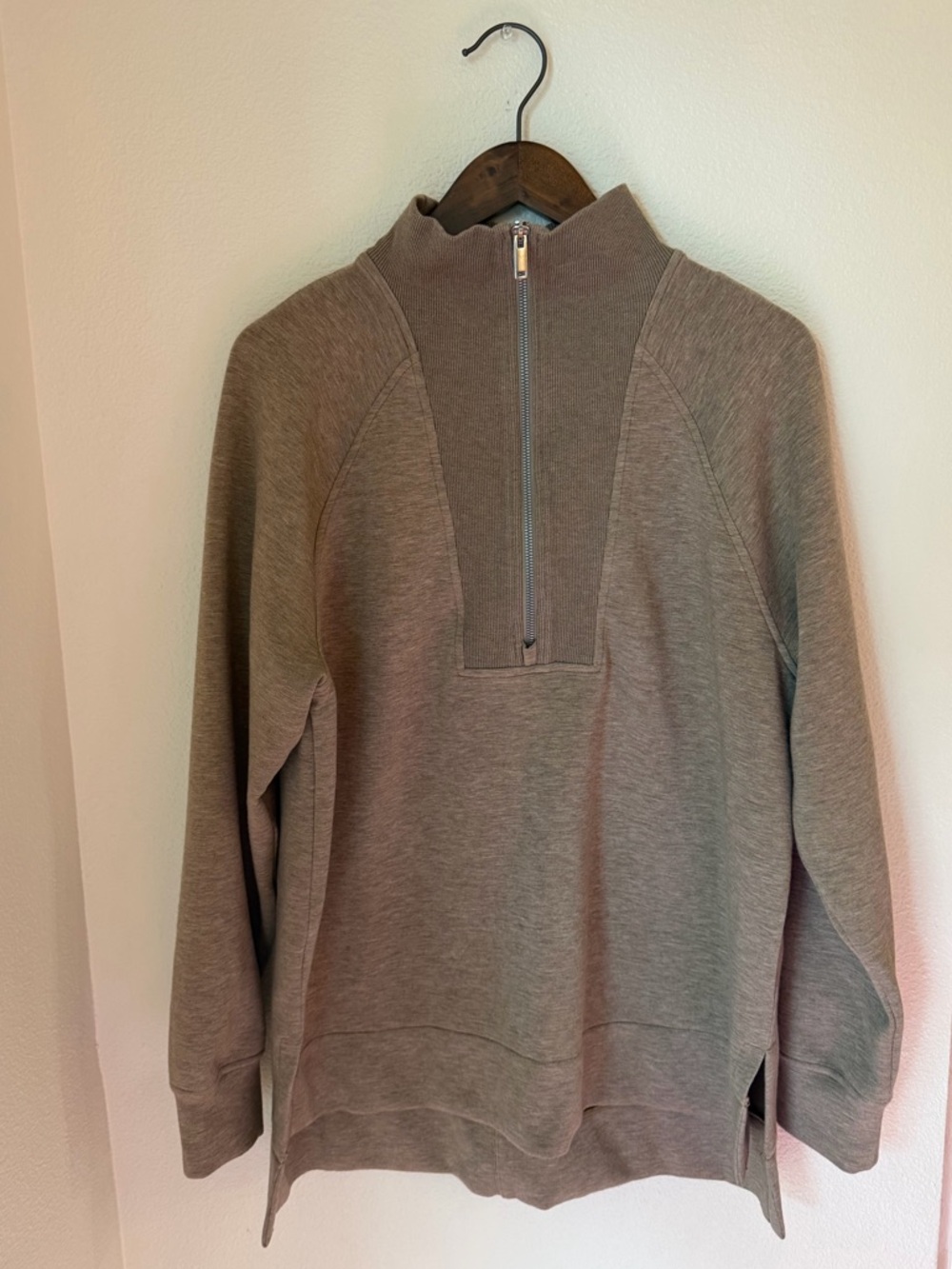 SPANX AirEssentials Half Zip Pullover Taupe Large Soft Luxe Athleisure Large